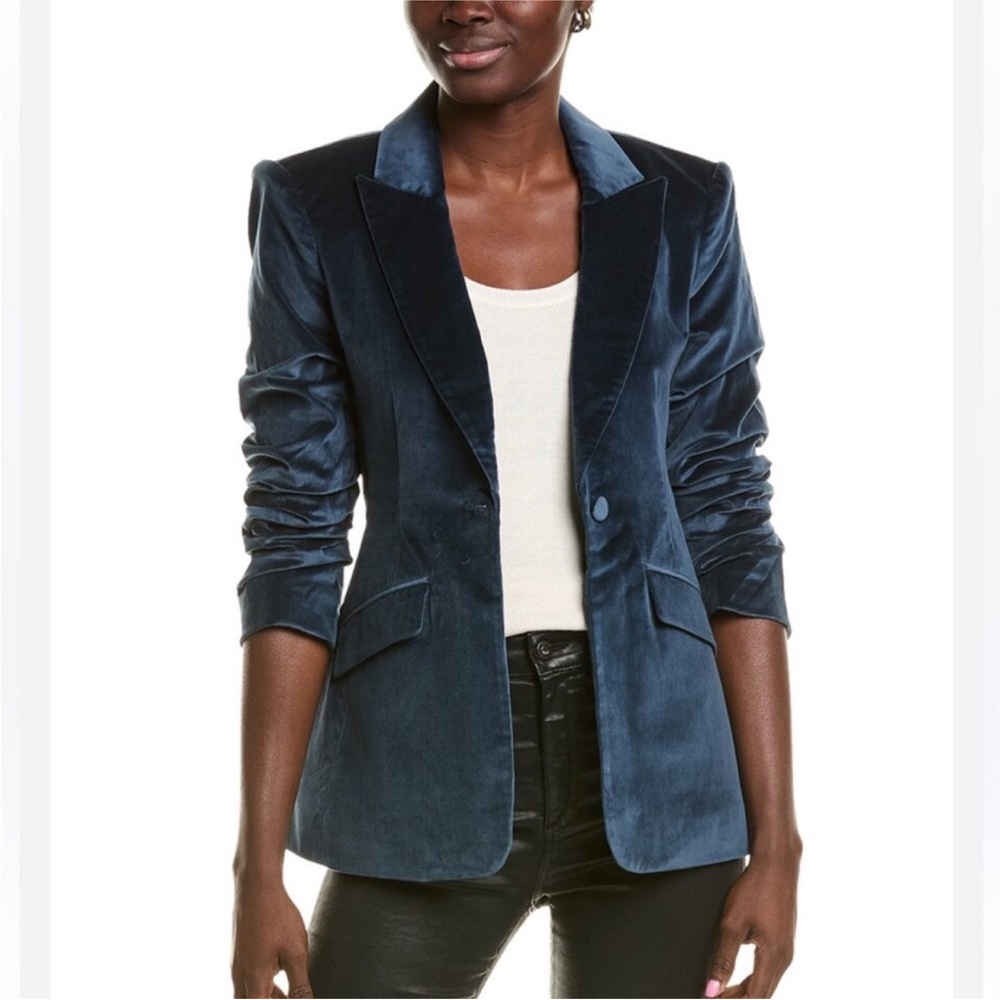 Cinq à Sept Deep Peacock Blue Velvet Blazer NWT $495 Women’s Sz 00 - Picture 16 of 16